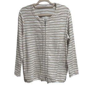 Rabe Textured Wavy Pattern Zip-Up Cardigan